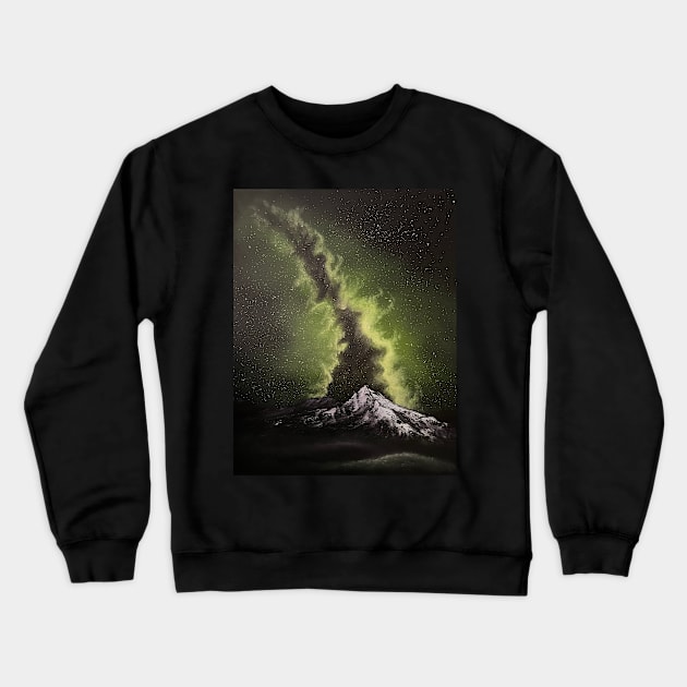 Green Galaxy Mountain Crewneck Sweatshirt by J&S mason